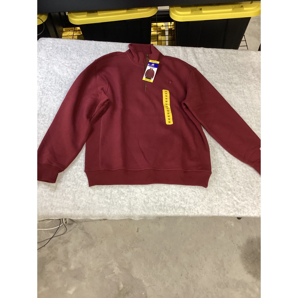Champion Mens Quarter Zip Fleece Pullover Sweatshirt Burgundy Red CPM254TL06